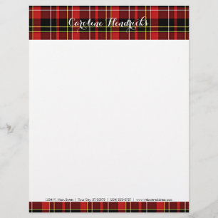 Anpassningsbar Classic Red Black Gult White Tartan Brevhuvud