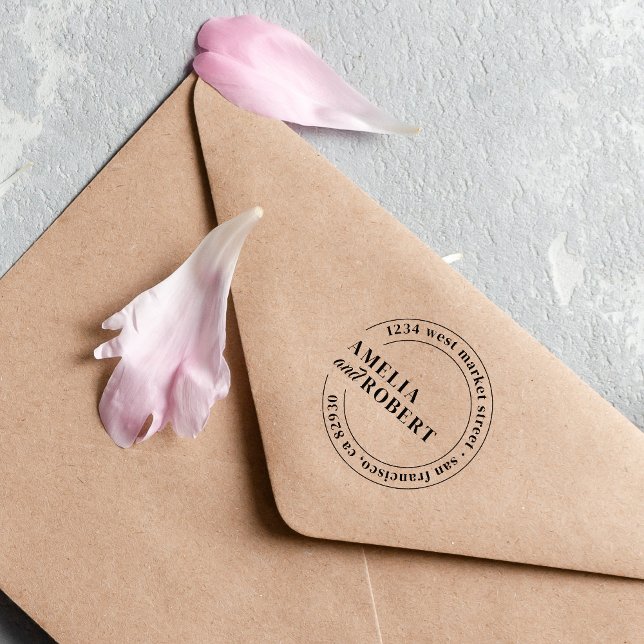 Anpassningsbar Classic Round Bröllop Returadress Stämpel (Skapare uppladdad)