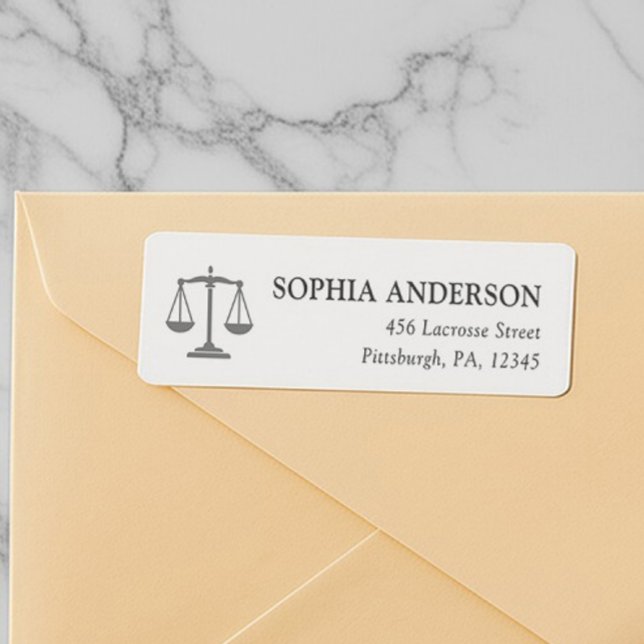 Anpassningsbar Classic Scales of Justice Attorney  Returadress Etikett (Skapare uppladdad)