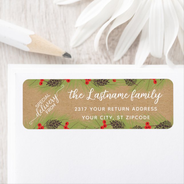 Anpassningsbar Classy Garland Wandeand on Faux Bro Returadress Etikett (Insitu)