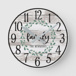 Anpassningsbar Clock för "Farmhouse WandeFamily Na Rund Klocka