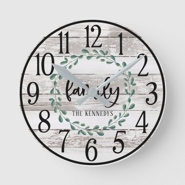 Anpassningsbar Clock för "Farmhouse WandeFamily Na Rund Klocka (Framsida)
