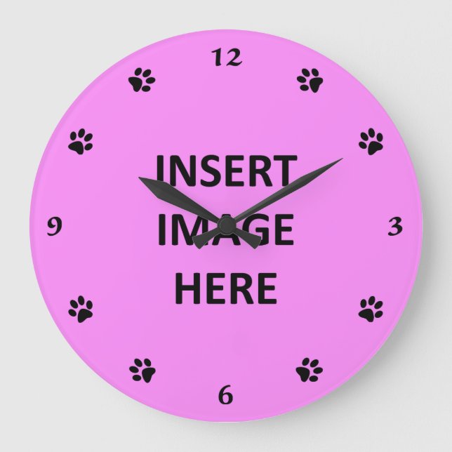 Anpassningsbar Clock Template Black Numres and Tas Stor Klocka (Framsida)