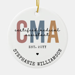 Anpassningsbar CMA Auktoriserad Medical Assistant Julgransprydnad Keramik