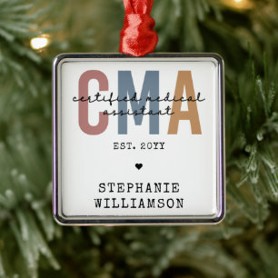 Anpassningsbar CMA Auktoriserad Medical Assistant Julgransprydnad Metall