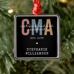 Anpassningsbar CMA Auktoriserad Medical Assistant Julgransprydnad Metall