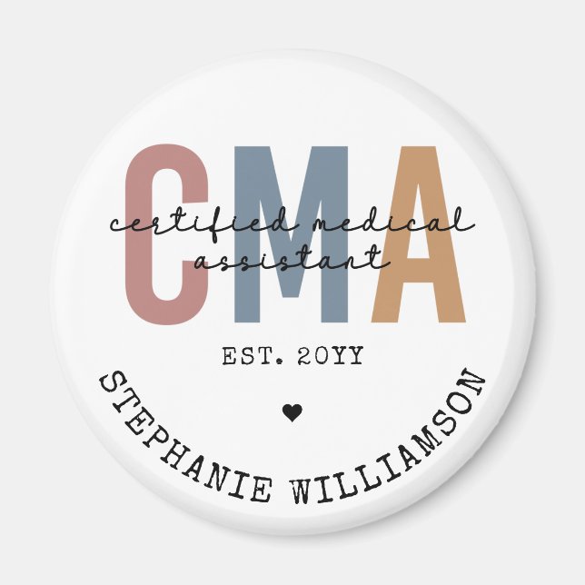 Anpassningsbar CMA Auktoriserad Medical Assistant  Magnet (Framsidan)