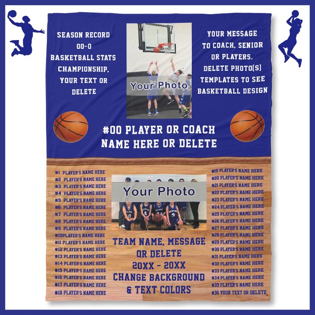 Anpassningsbar COACH och Basketball SENIOR Nattgåv Fleecefilt (Great Gifts for Basketball Coaches. Senior night gifts for basketball. Basketball player gifts. )