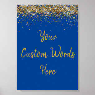 Anpassningsbar Cobalt Blue Guld Födelsedagsfest Ph Poster