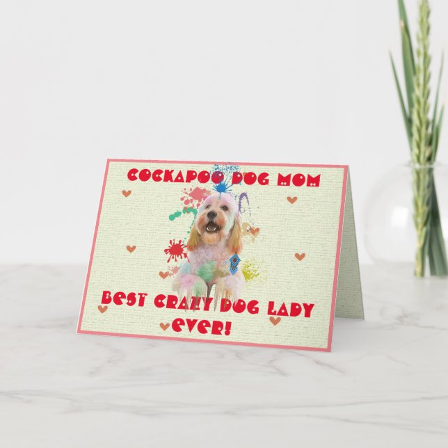 Anpassningsbar Cockapoo Mamma Hund Best Crazy Hund Tack Kort (Framsida)