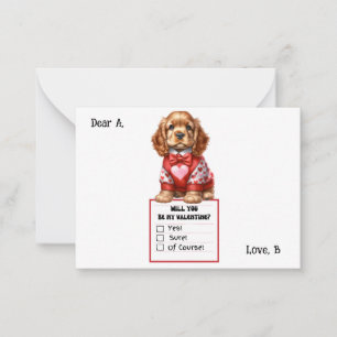 Anpassningsbar Cocker Spaniel Valentino-valp Anteckningskort