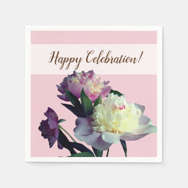 Anpassningsbar Cocktail Papper Napkins Rosa Peony  Pappersservett (Framsidan)
