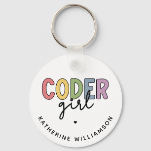 Anpassningsbar Coder Girl Programmer Girl Girl Gif Nyckelring
