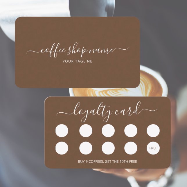 Anpassningsbar Coffee Loyalty Card - enkelt skript Lojalitetskort (Custom Coffee Loyalty Card Simple Script)