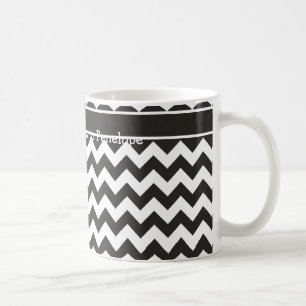 Anpassningsbar Coffee Mugg, Black and White Chevro Kaffemugg