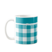 Anpassningsbar Coffee Mugg, Teal Check Gingham