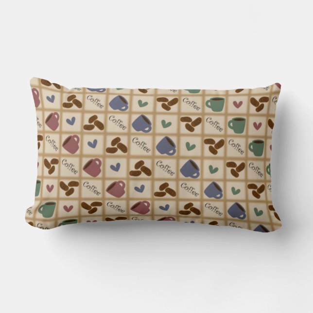 Anpassningsbar Coffee Patterned Pillow Lumbarkudde (Framsida)