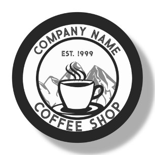 Anpassningsbar Coffee Shop-Logotyp Runt Klistermärke