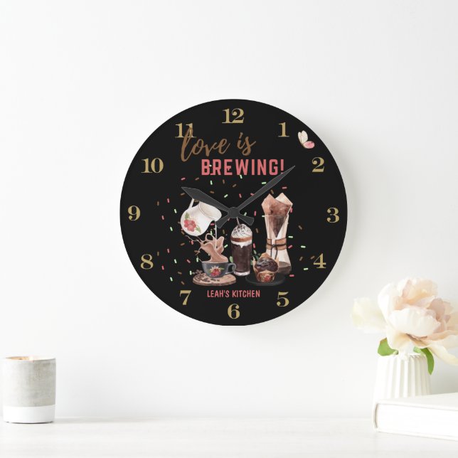 ☕ Anpassningsbar Coffeecore Clock Coffee Memes Bar Stor Klocka (Hem)