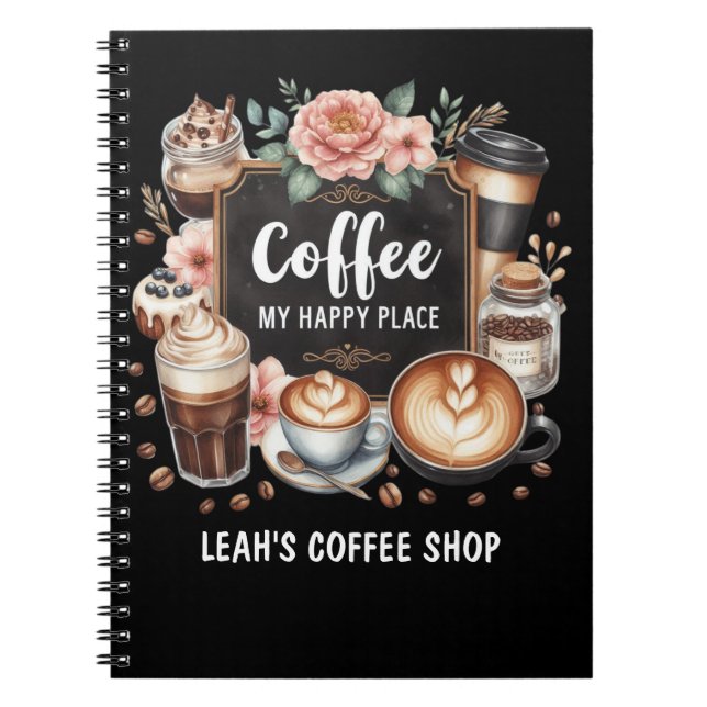 ☕ Anpassningsbar Coffeecore Kaffe Cafe Lycklig Stä Anteckningsbok (Framsidan)
