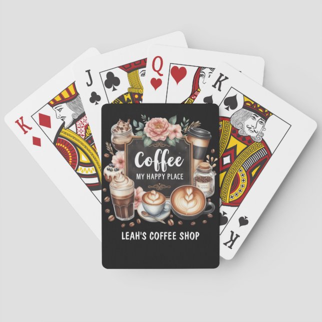☕ Anpassningsbar Coffeecore Kaffe Cafe Lycklig Stä Casinokort (Baksidan)