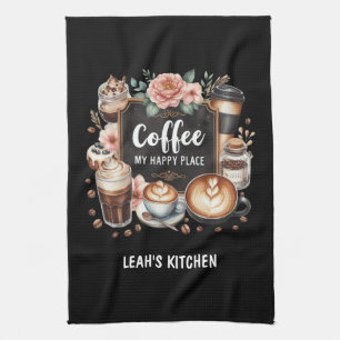☕ Anpassningsbar Coffeecore Kaffe Cafe Lycklig Stä Kökshandduk