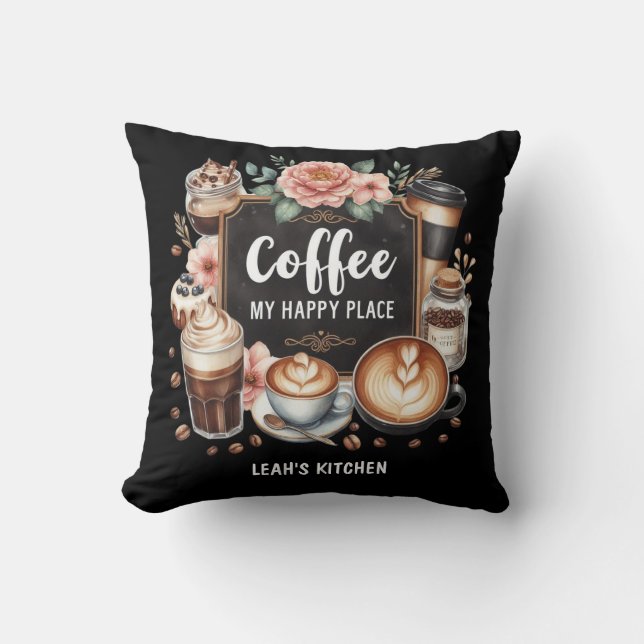 ☕ Anpassningsbar Coffeecore Kaffe Cafe Lycklig Stä Kudde (Framsida)