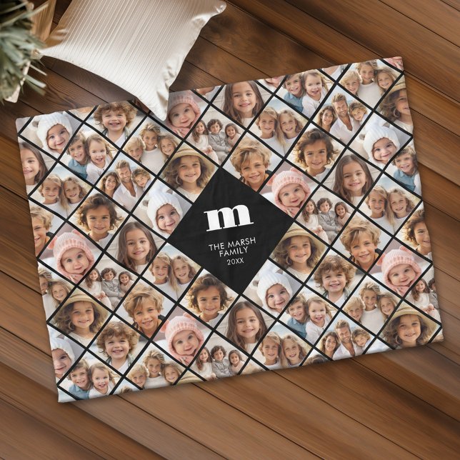 Anpassningsbar Collage 12 Photo - funky-familjens  Fleecefilt (Personalized fleece blanket with 12 photos and custom text)