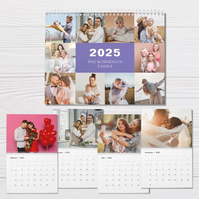 Anpassningsbar Collage Modern Family Photo 2025 Kalender (Skapare uppladdad)