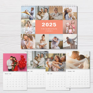 Anpassningsbar Collage Modern Family Photo 2025 Kalender