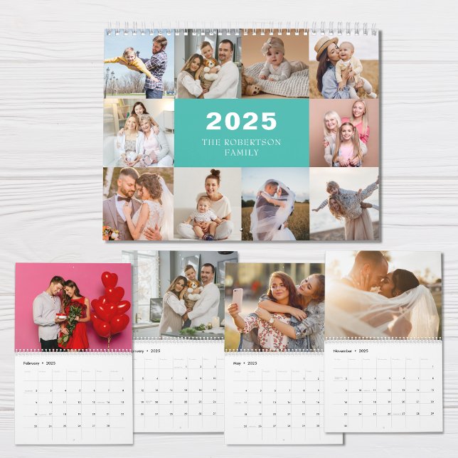 Anpassningsbar Collage Modern Family Photo 2025 Kalender (Skapare uppladdad)