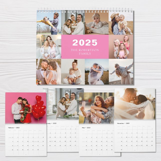 Anpassningsbar Collage Modern Family Photo 2025 Kalender (Skapare uppladdad)