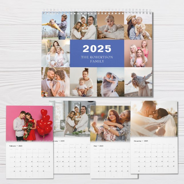 Anpassningsbar Collage Modern Family Photo 2025 Kalender (Skapare uppladdad)