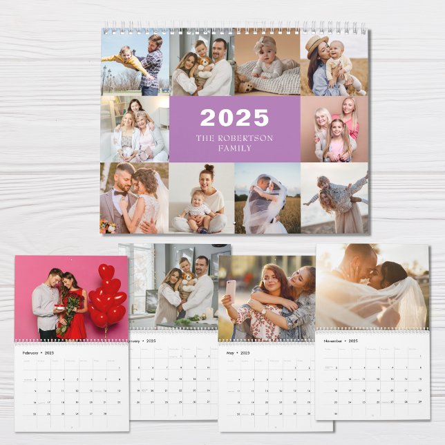 Anpassningsbar Collage Modern Family Photo 2025 Kalender (Skapare uppladdad)