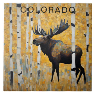 Anpassningsbar Colorado Mountain Fall Moose Kakelplatta