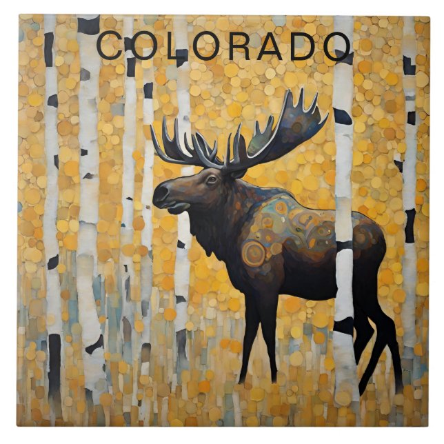 Anpassningsbar Colorado Mountain Fall Moose Kakelplatta (Framsidan)