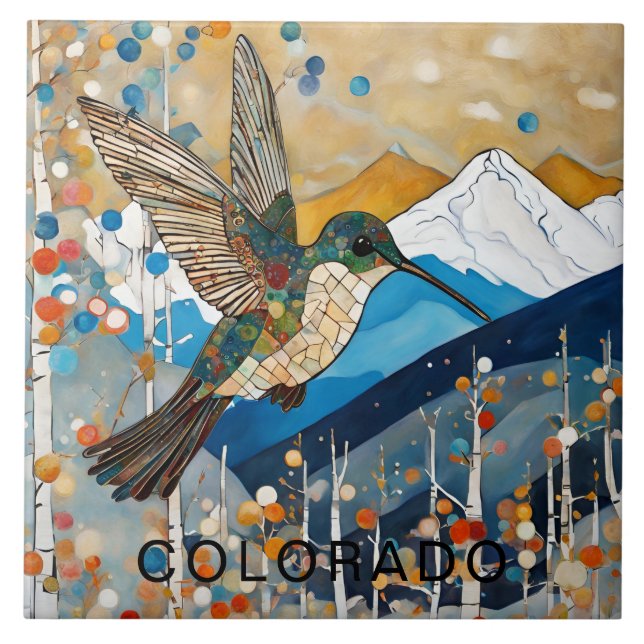 Anpassningsbar Colorado Mountain Hummingbird Kakelplatta (Framsidan)