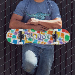 Anpassningsbar Colorful Abstrakt Hip Geometric Mos Mini Skateboard Bräda 18,5 Cm