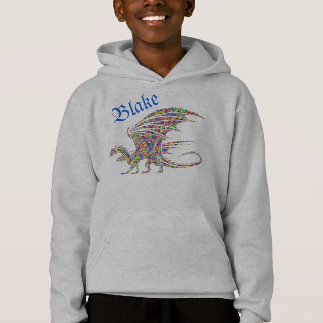 Anpassningsbar Colorful Dragon Barn Namn T-Shirt (Framsida)