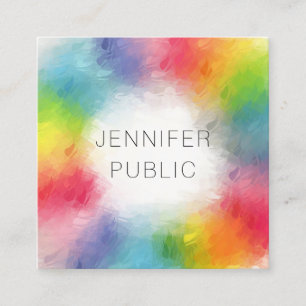 Anpassningsbar Colorful Modern Abstrakt Art Rainbo Fyrkantigt Visitkort