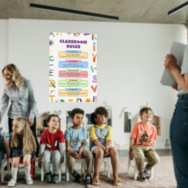 Anpassningsbar Colorful Teacher's Classroom Regler Poster (Custom Colorful Teacher's Classroom Rules Poster)