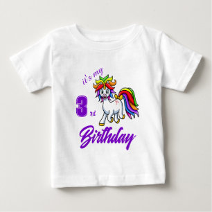Anpassningsbar Colorful Unicorn Birthday T-Shirt