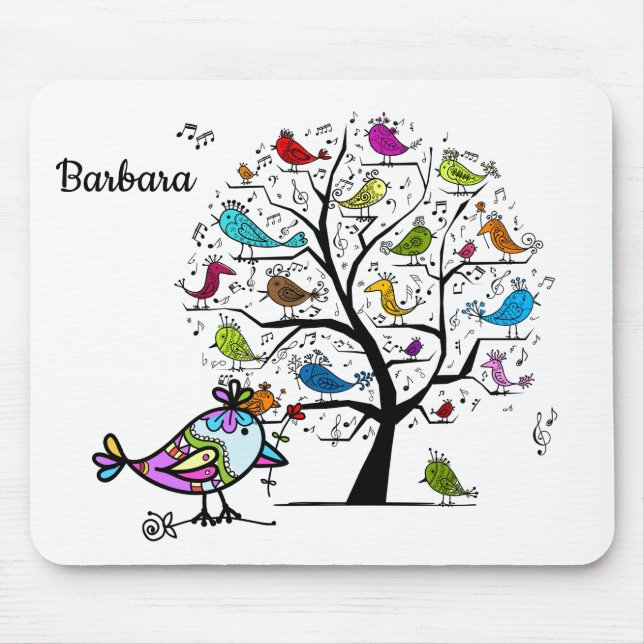 Anpassningsbar Colorful Vår Bird Mousepad Musmatta (Framsidan)