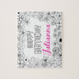 Anpassningsbar Coloring Blommigt Namn Puzzle Pussel