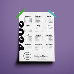 Anpassningsbar Company 2024 Calendar Black and Whi Program
