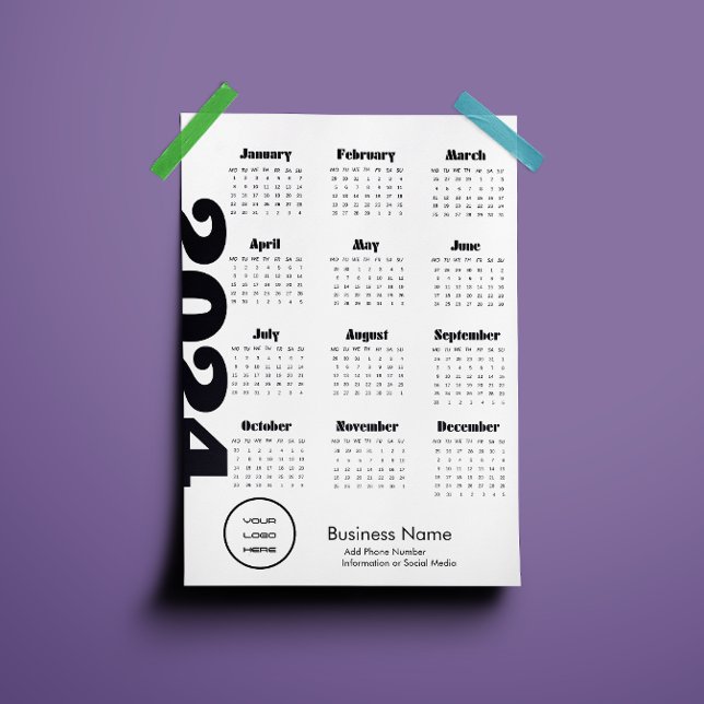 Anpassningsbar Company 2024 Calendar Black and Whi Program (Custom Company 2024 Calendar Black And White Program)