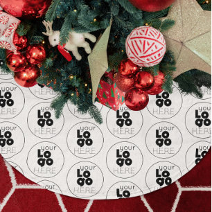 Anpassningsbar Company Black Logotyp Mönster på Wh Julgransmatta Borstad Polyester