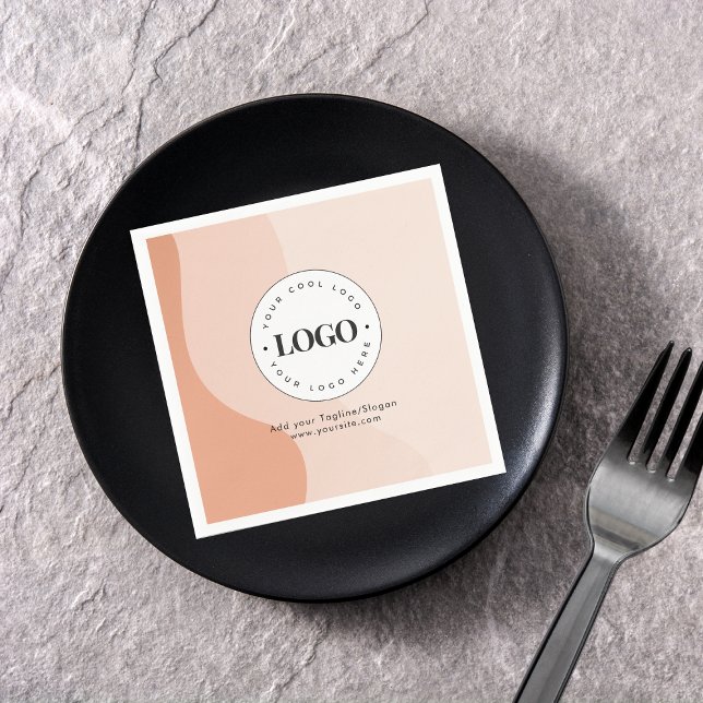 Anpassningsbar Company Business Logotyp Peach Boho Pappersservett (Skapare uppladdad)