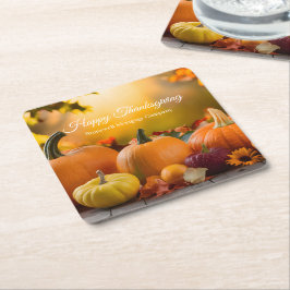 Anpassningsbar Company Happy thanksgiving Pumpkin  Underlägg Papper Kvadrat