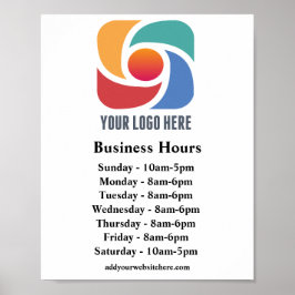 Anpassningsbar Company Logotyp Business Hours Stor Poster